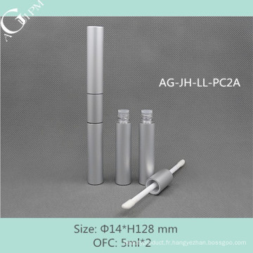 AG-JH-LL-PC2A AGPM cosmétique emballage personnalisé cycloïdes 5 ml * 2 en aluminium haute qualité deux-côtés brillant à lèvres